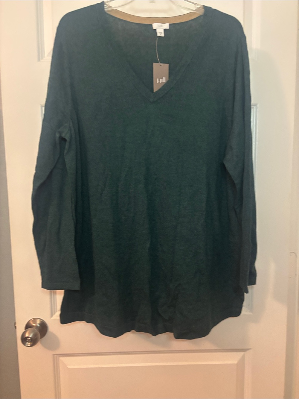 J. Jill Deep Teal V-Neck Long Sleeve Tunic Sweater SZ XL lightweight casual NWT